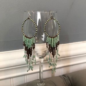 Mint and Gold Dangle Earrings!